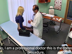 Squirting euro fingered and fucked by her dr