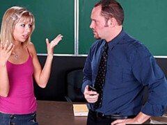 Cute college girl Chastity Lynn gets her wet pussy pumped in class by her big dick professor