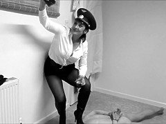 Dark haired female dom military mistress victim punishment