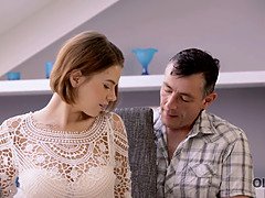 Marina Visconti can't resist the older man's massive cock in her young pussy