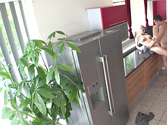 peachy blond katy sky gets her czech pussy creampied in the kitchen