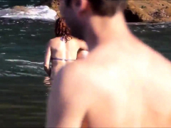 Amateur couple playing at beach - Madeira Island - Seixal